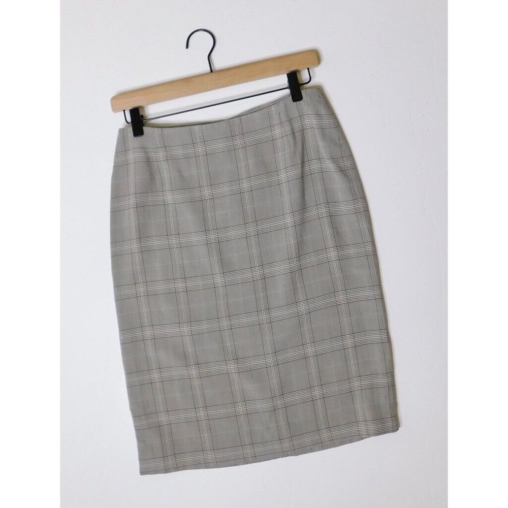 BOSS Hugo Boss Wool Blend Plaid Pencil Skirt Classic Career Office ~ Size 4